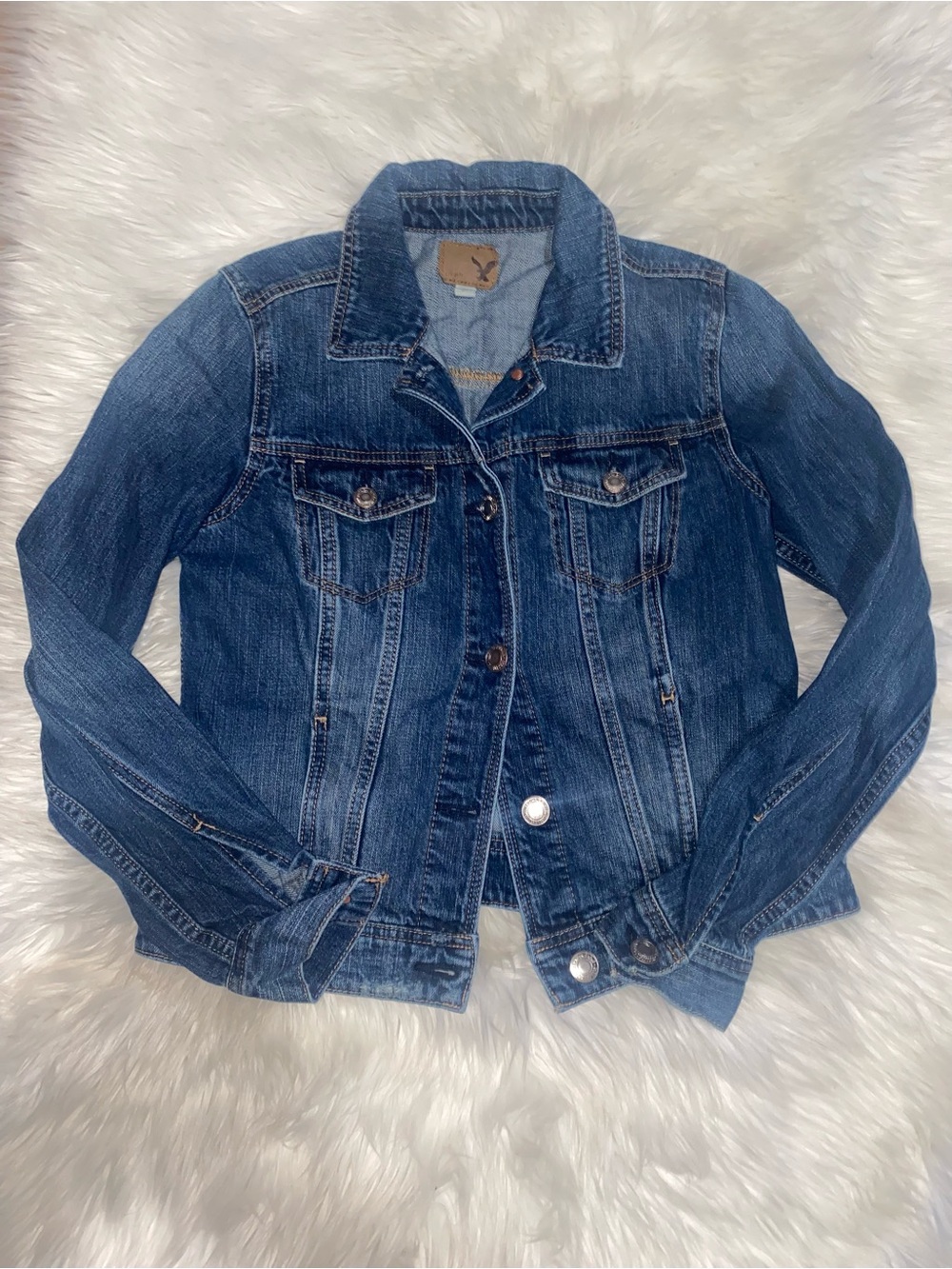 AMERICAN EAGLE Classic Blue Denim Jacket - Women's MEDIUM